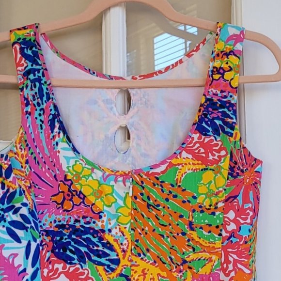 Lilly Pulitzer Floral Lace Detail Front Keyhole Sleeveless Dress Size 4 - Picture 5 of 8
